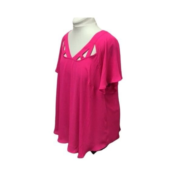 Torrid Women’s Short Sleeve V Neck Georgette Cage Front Flowy Blouse, Size 2X - Picture 5 of 10
